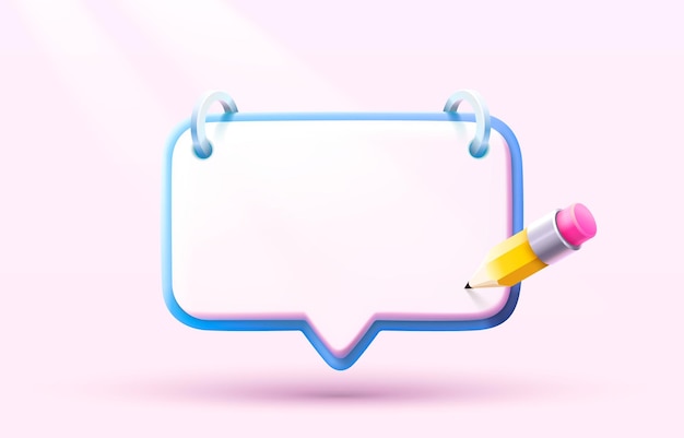 Notebook with a pencil, web chat communication. Vector illustration