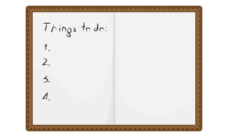 Vector notebook with things to do list hand drawn text vector illustration in flat style