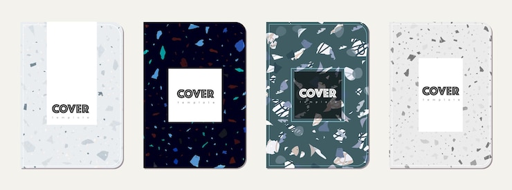 Vector notepad cover design terrazzo abstract