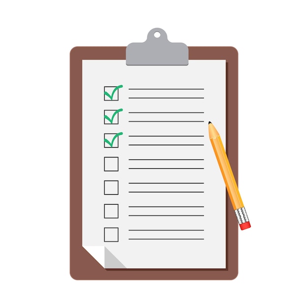 notepad isolated on white background checklist document illustration