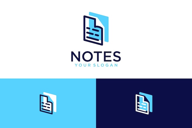 Vector notepad logo design with data and paper