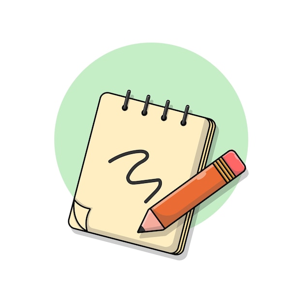 Vector notepad and pencil stationery vector illustration school objects concept design