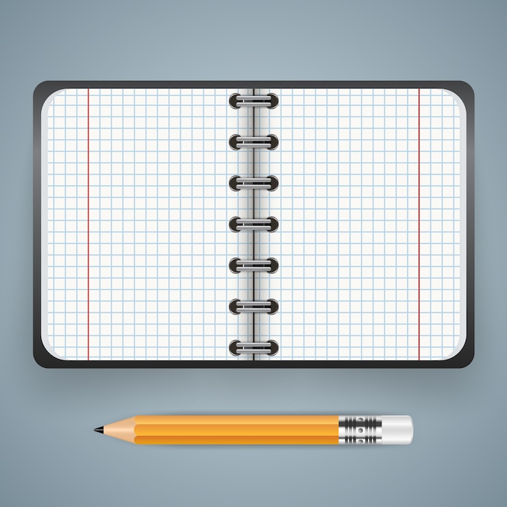 Vector notepad and pencil