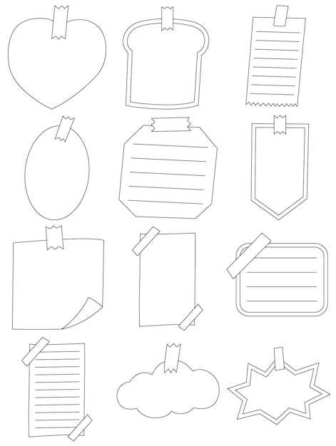 ベクトル 白い背景に分離されたメモ帳ベクトル セット メモ帳のシンプルな漫画手描きスタイル