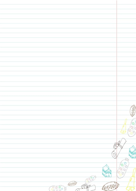 Vector notepad with outline school doodles