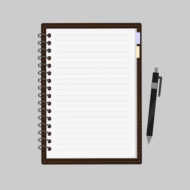 Notepad with pen vector illustration