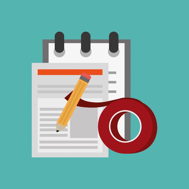 Vector notepad with pencil office related items icon