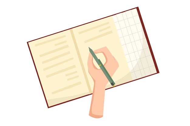 Notes. Keeping a diary, wish list. Planning. Cartoon vector illustration.