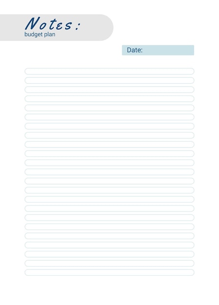 Vector notes of personal monthly budget planner vector illustration