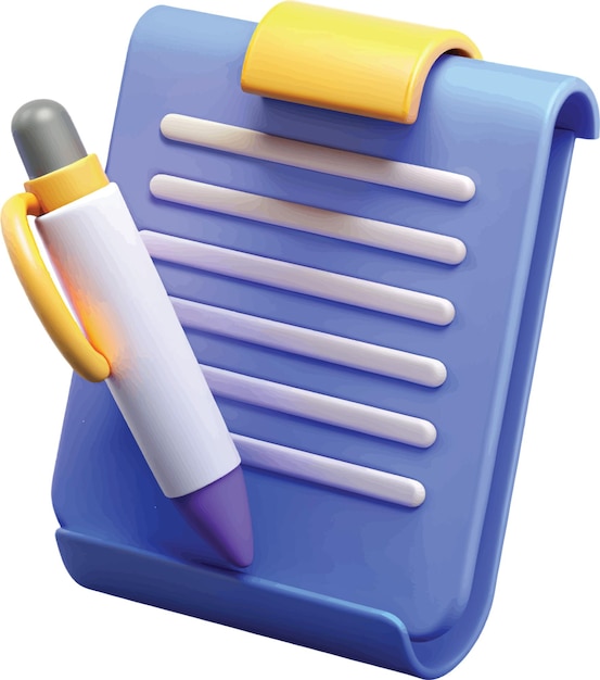 notes with pen 3d icon