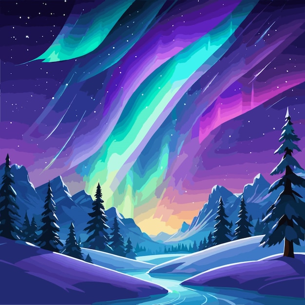 Nothern lights magic vector