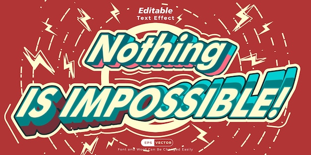 コンテンツの生産性に適した 3d テキスト効果で「nothing impossible」のスローガンを編集できます