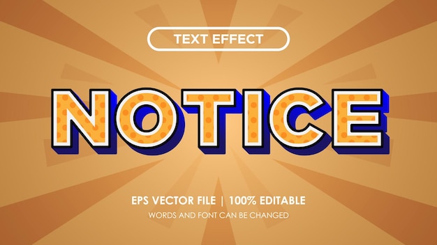 Notice 3d editable text effect