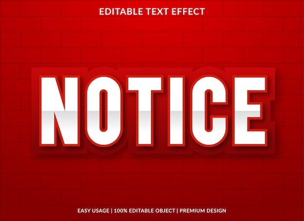 Notice text effect style template with bold and abstract style use for business logo and brand