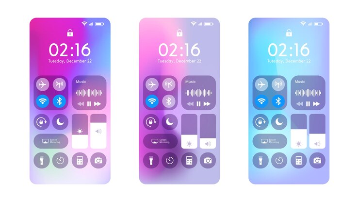 Vector notification bar vector design collection on smartphones, complete with icons. smartphone control