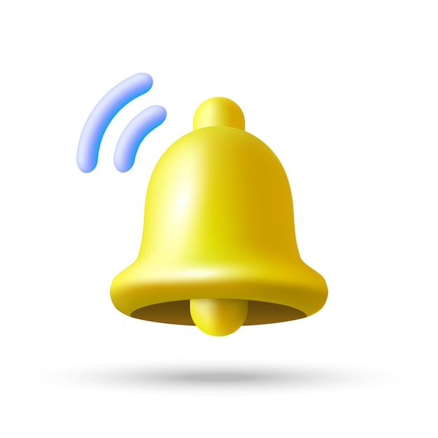 Notification bell in 3d cartoon style Vector illustration