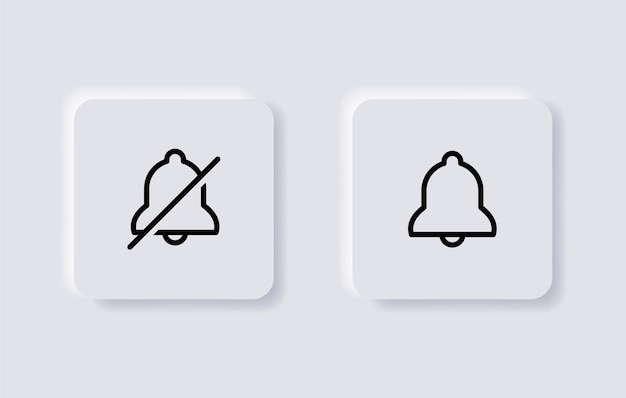 Vector notification bell icon alarm off no sign outline icons neumorphism button form neumorphic ui signs