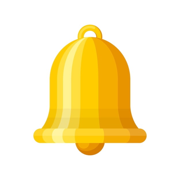 Notification bell icon isolated on white background Golden warning bell is shaking to alert the upcoming schedule Vector illustration