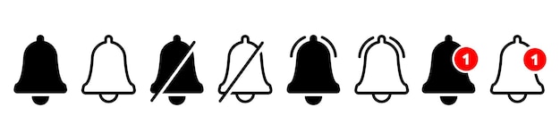 Notification bell icon set New message notification icons collection Vector Illustration