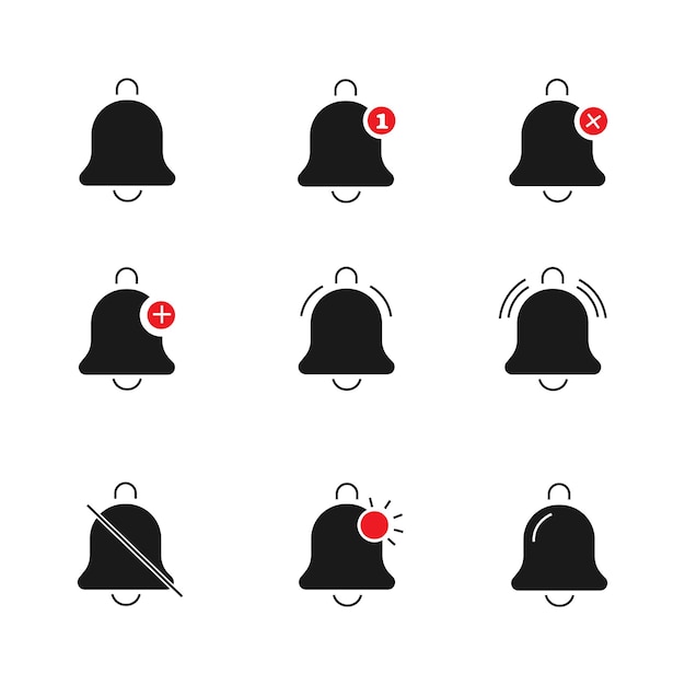 Notification and bell icon set vector