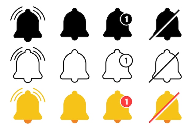 Notification bell icon set