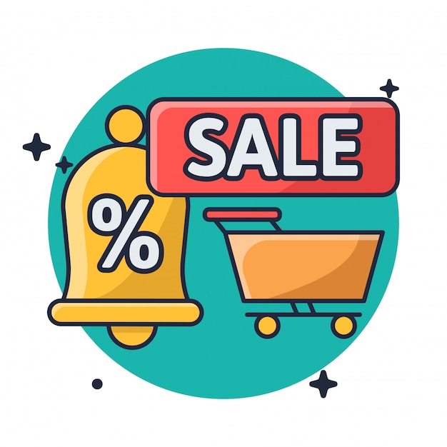 Vector notification discount sale and cart