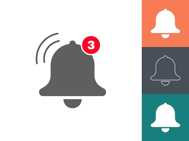 通知アイコン ベクトル。受信トレイ メッセージの通知ベル アイコン。ベクトル図