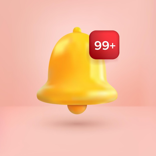Notification message bell cute icon alert and alarm on pastel background
