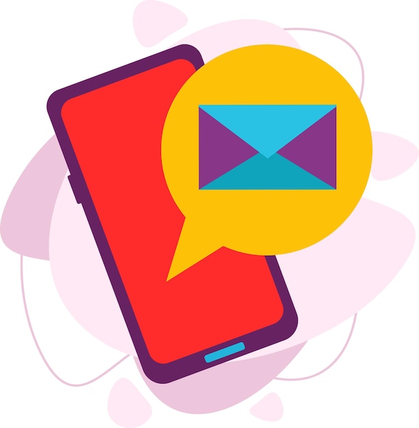 Notification of a new email on your mobile phone. the mail icon in the speech bubbles. illustration in an isolated flat style.