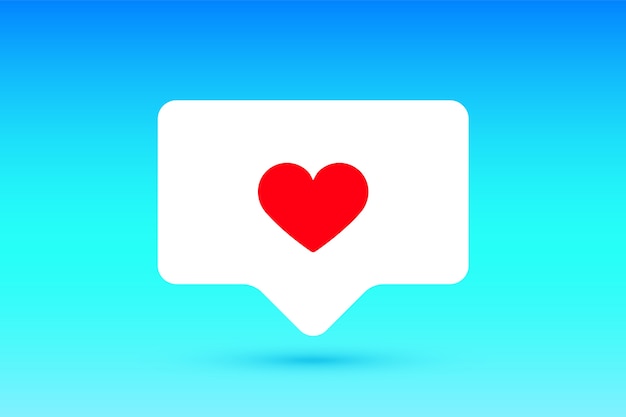 Notifications sign Like, speech bubble. Like symbol with heart, one like and shadow for social network