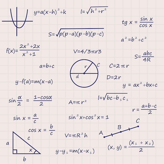 Notitieboekje met formules voor wetenschappelijke geometrie Sjabloon voor uw ontwerp