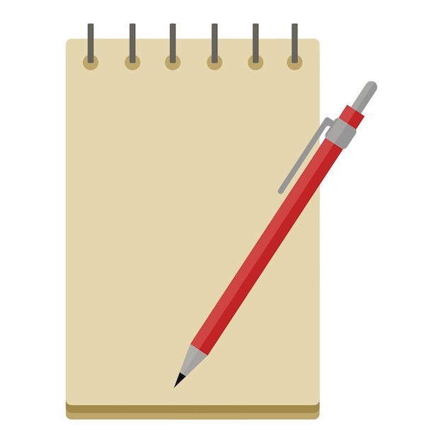 Notitieboekje op veren met een blanco wit vel en een pen of potlood Clipart