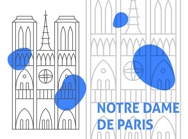 Vector notre dame de paris banner concept