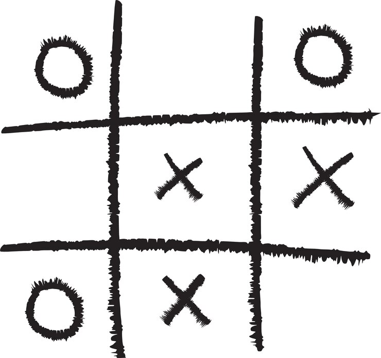 Vector noughts and crosses game doodle