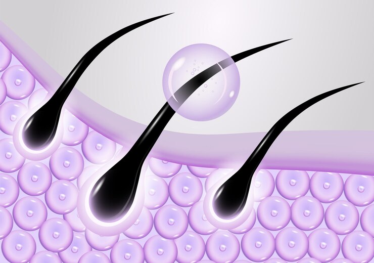 Vector nourishing hair shampoo repairing damaged hair 3d concept