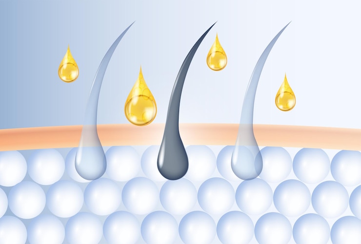 Vector nourishing hair shampoo or vitamin oil serum repairing damaged hair concept 3d rendering