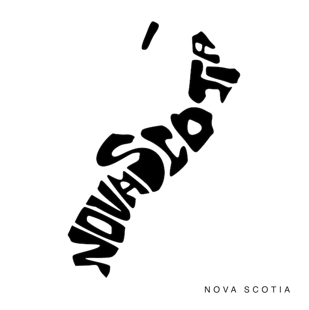 Vector nova scotia staat kaart typografie kunst nova scotia kaart belettering