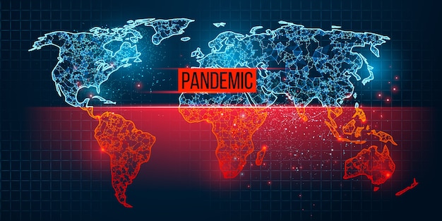 Новый коронавирус, эпидемия по странам на синем фоне. мир.