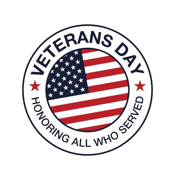 November 11. Vector illustration of American veterans day, with flag. National day. USA