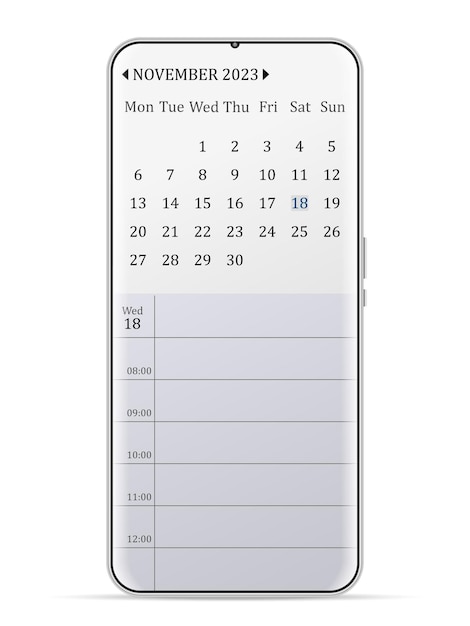 Smartphone calendario novembre 2023