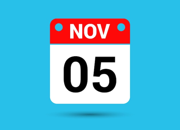 November 5 Calendar Date Flat Icon Day 5 Vector Illustration