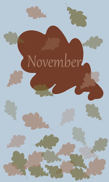 Vector november autumn banner with falling leaves suitable for postcards calendars promotional products cartoon vector illustration