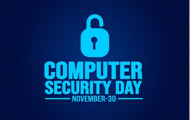 Novembre è il modello di sfondo del giorno della sicurezza informatica cartello banner dello sfondo del concetto di vacanza