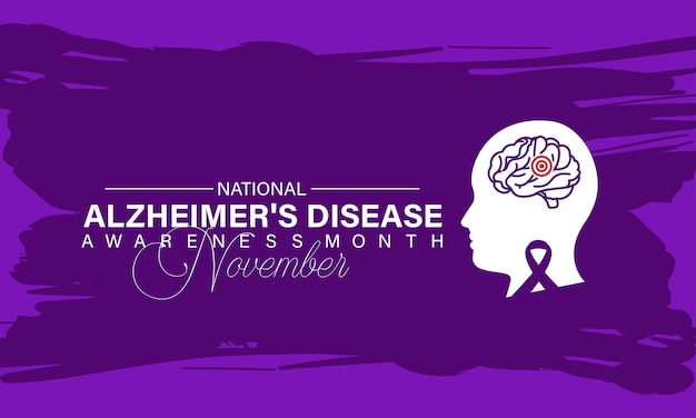 11월은 전국 알츠하이머병 인식의 달 휴일 개념 배경 배너 카드입니다.
