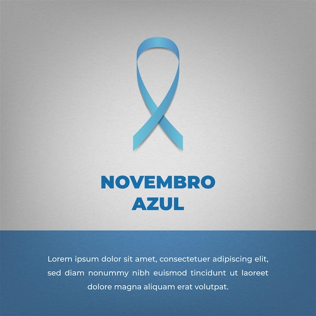 Novembro Azul or Blue November Campaign Poster with Ribbon