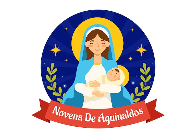 Novena de aguinaldos illustration with holiday tradition for families to get together at christmas