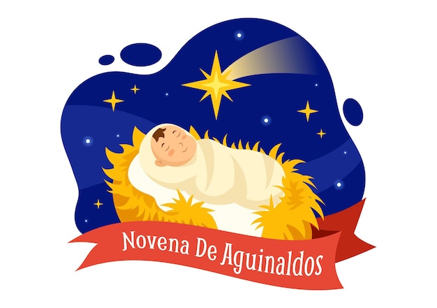 Novena de aguinaldos illustration with holiday tradition for families to get together at christmas