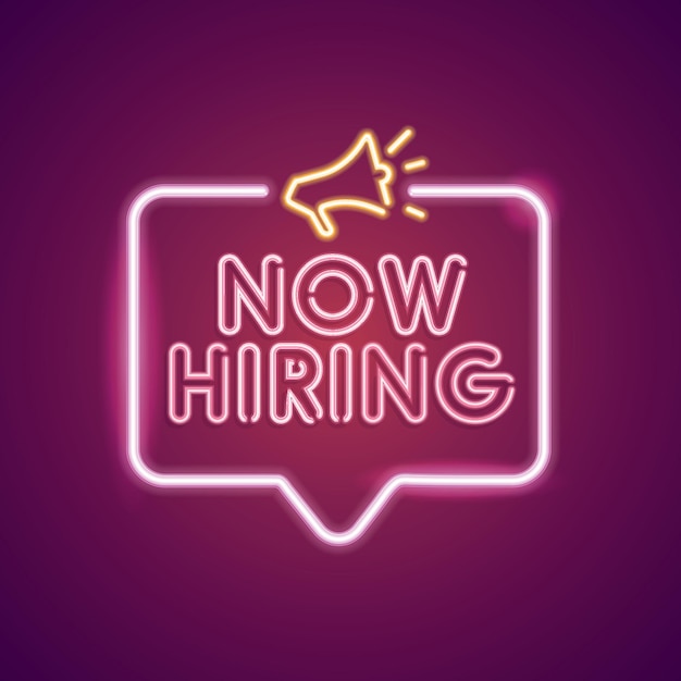 Now Hiring neon employment sign