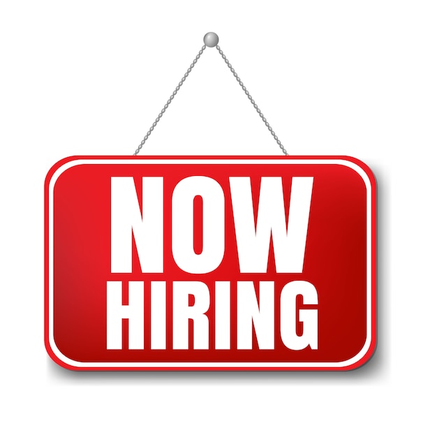 Now Hiring Sign White Background