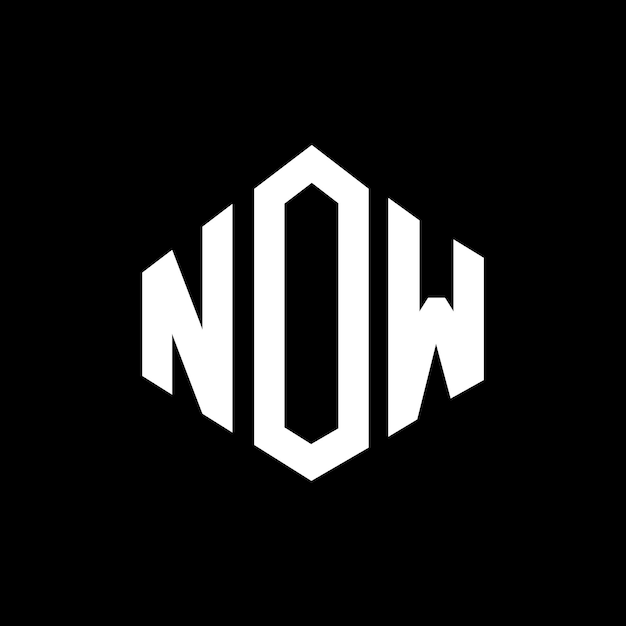 다각형 모양의 NOW 글자 로고 디자인 NOW 다각형 및 큐브 모양의 LOGO 디자인 NOW 육각형 터 로고 템플릿 색과 검은색 NOW 모노그램 비즈니스 및 부동산 로고